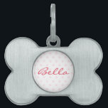 Cute Pink Stars Cat Kitten Dog Puppy Kitty Name Pet ID Tag<br><div class="desc">Create your own custom, personalized, classy elegant dark pink typography script, cool stylish trendy light pink stars pattern background, fun, monogrammed, UV resistant and waterproof, burnished silver bone-shaped pet dog cat doggy puppy kitten kitty ID name tag. Simply enter your pet's name / your text, to customize. Great for birthday,...</div>