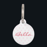 Cute Pink Stars Cat Kitty Kitten Dog Puppy Name Pet ID Tag<br><div class="desc">Create your own custom, personalized, classy elegant dark pink typography script, cool stylish trendy light pink stars pattern background, fun, monogrammed, durable, 100% recycled steel, pet dog cat doggy puppy kitten kitty ID name tag. Simply enter your pet's name / your text, to customize. Great for birthday, christmas, holidays, new...</div>