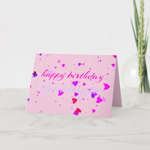  Cute Pink Stars Granddaughter Birthday Card