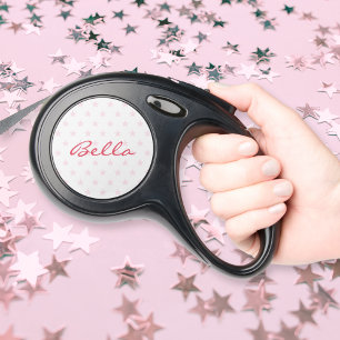 Cute Pink Stars Monogrammed Pet Lover Dog Owner Retractable Pet Leash