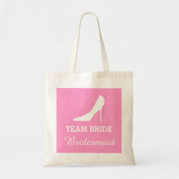 Cute pink stiletto high heel shoe wedding tote bag