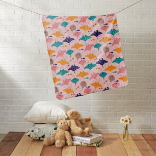 Cute pink sting ray and manta ray fish pattern baby blanket