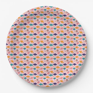 Cute pink sting ray and manta ray fish pattern paper plates