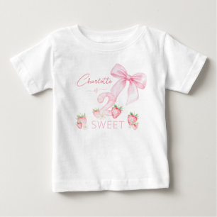 Cute Pink Strawberries 2 Two Sweet 2nd Birthday Baby T-Shirt