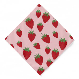 Cute Pink Strawberries Bandana