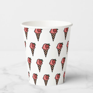 Cute Pink Strawberry Ice Cream Aesthetic Pattern Paper Cups