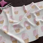 Cute Pink Strawberry Ice Cream Cone Pattern Fabric