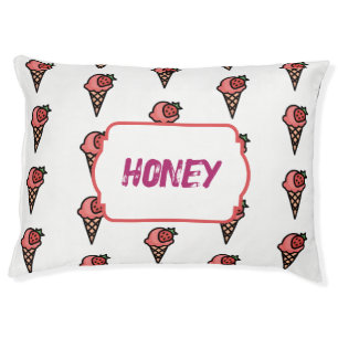 Cute Pink Strawberry Ice Cream Pet Lover Aesthetic Bed