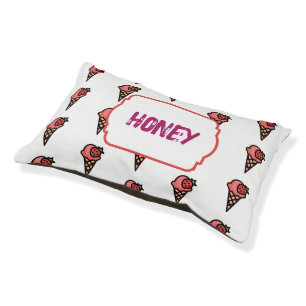 Cute Pink Strawberry Ice Cream Pet Lover Aesthetic Bed