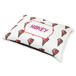 Cute Pink Strawberry Ice Cream Pet Lover Aesthetic Bed