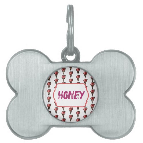 Cute Pink Strawberry Ice Cream Pet Lover Aesthetic ID Tag