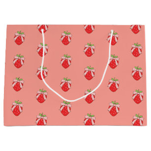 Cute Pink Strawberry  Large Gift Bag