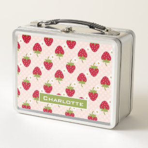 Cute Pink Strawberry Lunch Box
