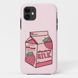 Cute Pink Strawberry Milk Carton iPhone 11 Case