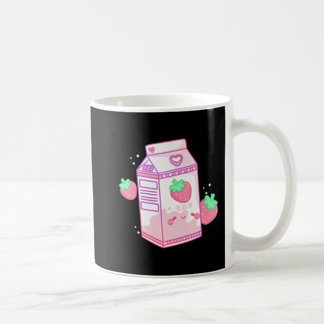 Cute Pink Strawberry Milk Japanese Kawaii Retro s  Coffee Mug (Right)