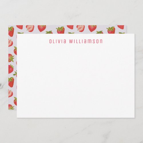 Cute pink strawberry note card