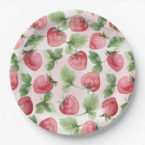 Cute Pink Strawberry Paper Plates