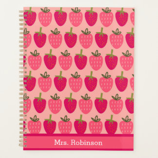 Cute pink Strawberry Pattern Monthly & Weekly Planner