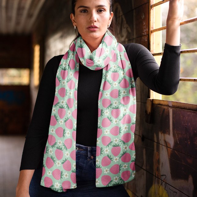 Cute Pink Strawberry Summer Pattern Scarf (Creator Uploaded)