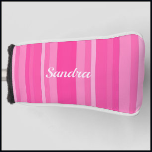 Cute Pink Striped Lady Golfer Golf Head Cover