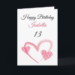 Cute Pink Striped Painted Heart 13th Birthday Card<br><div class="desc">Cute Pink Striped Painted Heart 13th Birthday, a cute birthday design made for any granddaughter. If you're looking for some pretty granddaughter birthday cards, teenager birthday cards or thirteenth birthday cards, this one is for you. The design features some cute watercolor hearts, something attractive and beautiful, so, don't hesitate to...</div>