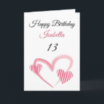 Cute Pink Striped Painted Heart 13th Birthday Card<br><div class="desc">Cute Pink Striped Painted Heart 13th Birthday, a cute birthday design made for any granddaughter. If you're looking for some pretty granddaughter birthday cards, teenager birthday cards or thirteenth birthday cards, this one is for you. The design features some cute watercolor hearts, something attractive and beautiful, so, don't hesitate to...</div>
