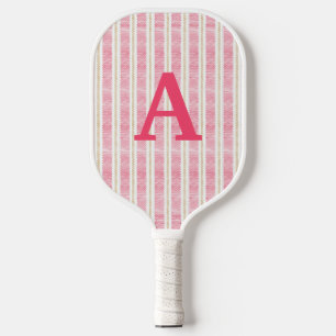 Cute Pink Striped Pickleball Paddle