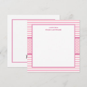 Cute Pink Striped   Preppy Polka Dot I Thank You Note Card