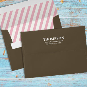 Cute Pink Striped Return Address Custom Envelope