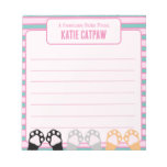 Cute Pink Stripes Cat Paws Up Note From Kids