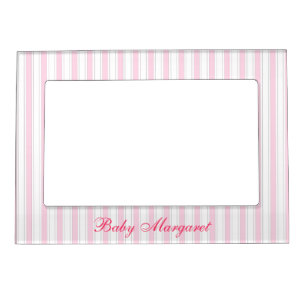 Cute Pink Stripes Magnetic Frame