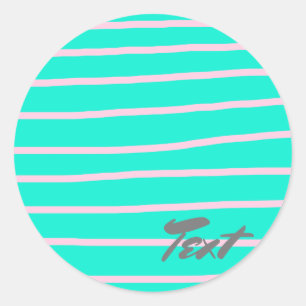 cute pink stripes pattern on a mint background classic round sticker
