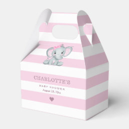 Cute Pink Stripes Safari Elephant Baby Shower Favor Boxes