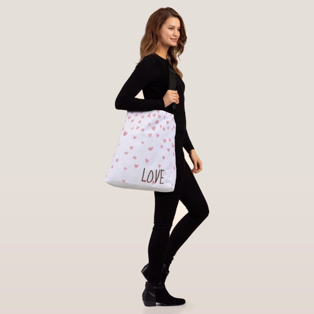 Cute Pink Stylish Love Hearts Crossbody Bag (On Model)