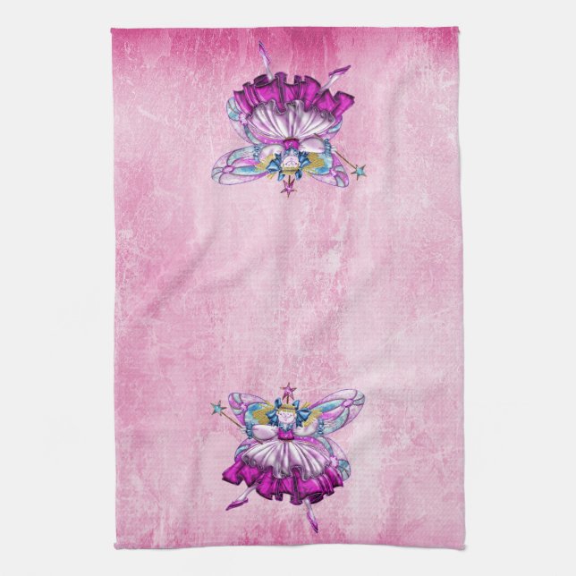 Cute Pink Sugar Plum Fairies Kitchen Towel (Vertical)