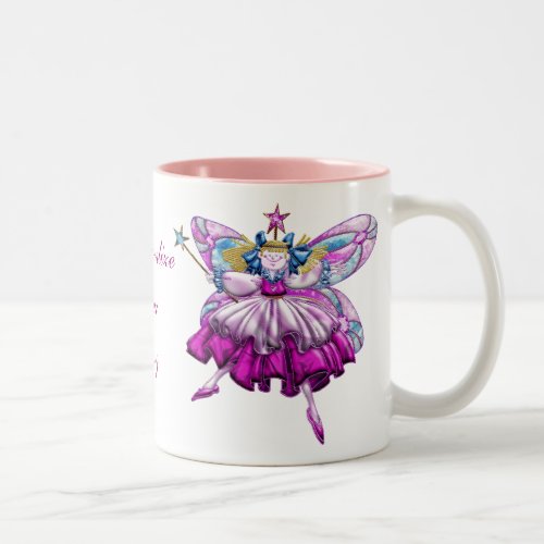 Cute Pink Sugar Plum Fairies Printed Jewel Effect Two_Tone Coffee Mug