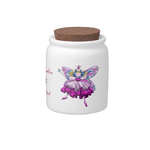 Cute Pink Sugar Plum Fairy Printed Jewel Effect Candy Jar