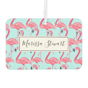 Cute Pink Summer Painted Flamingo Pattern Blue Air Freshener