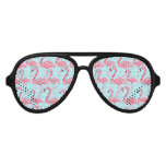 Cute Pink Summer Painted Flamingo Pattern Blue Aviator Sunglasses at Zazzle