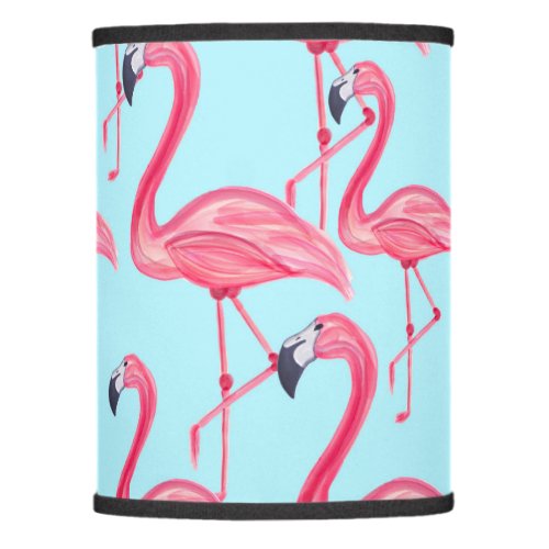 Cute Pink Summer Painted Flamingo Pattern Blue Lamp Shade