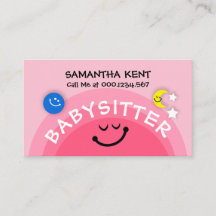 Cute Pink Sun Babysitting Earth Moon Nanny Service