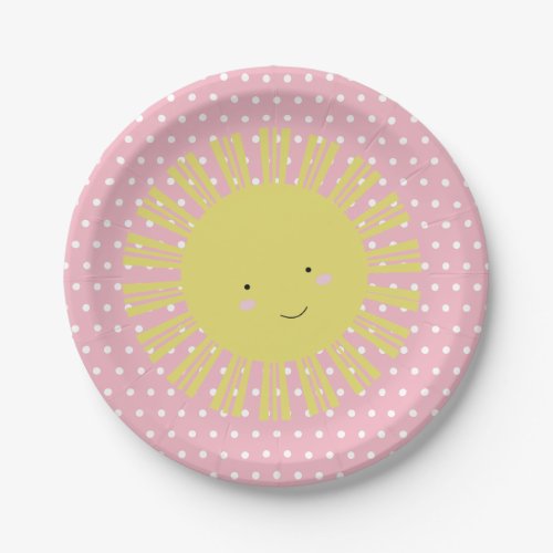 Cute Pink Sunshine Park Sun Party Birthday Paper Plates