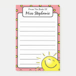 Cute Pink Sunshine Smile Face From Teacher  Post-it Notes