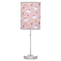 Cute pink swan & sun floral pattern table lamp