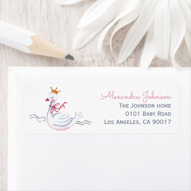 Cute pink swan & sun floral wreath with monogram l label (Insitu)