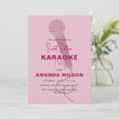 Cute Pink Sweet 16 Birthday Karaoke Party Invitation (Standing Front)