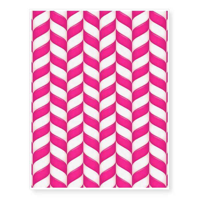 Cute Pink Sweet Candy Cane Pattern Temporary Tattoos (Front)