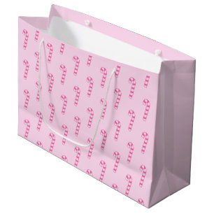 Cute Pink Sweet Candy Canes Large Gift Bag