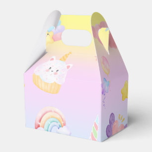 Cute pink sweet cupcake unicorn rainbow Pattern  Favor Boxes