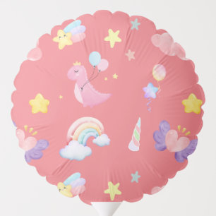 Cute pink sweet dinosaur rainbow balloon Pattern